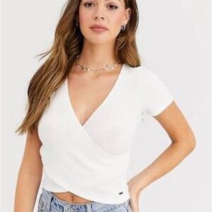 Hollister White Wrap Crop Top